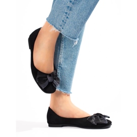 Ballerine da donna in camoscio con fiocco Shelovet nero 1