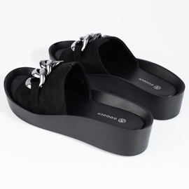 Comode pantofole nere da donna Shelovet con catena nero 2