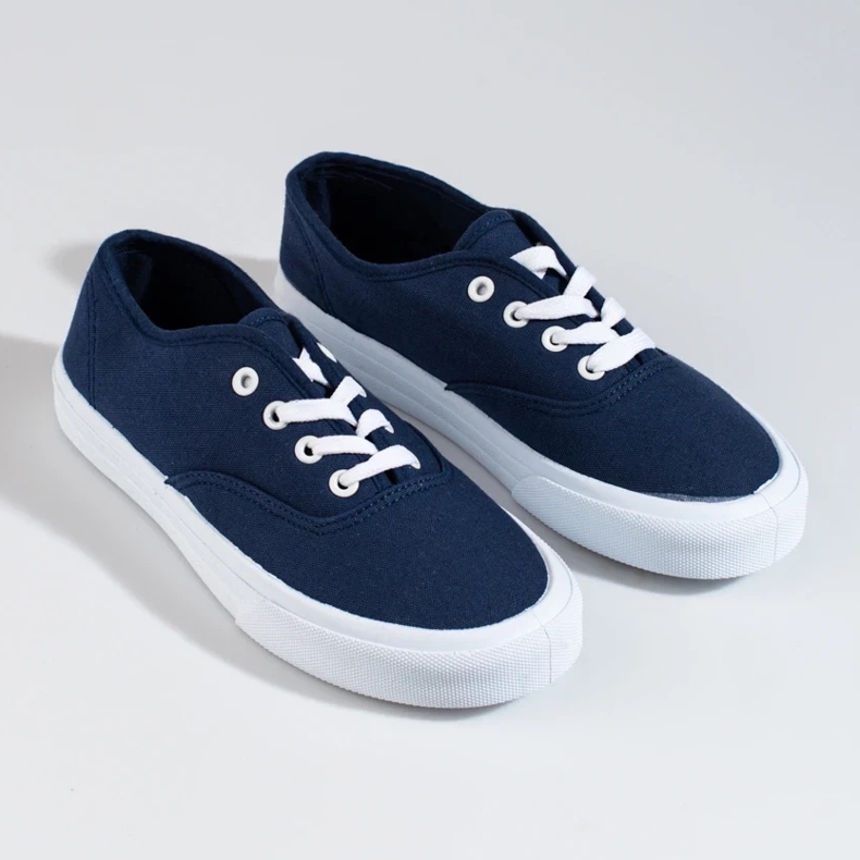 Sneakers stringate classiche da donna Shelovet blu navy 2