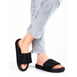 Pantofole nere da donna con velcro Shelovet nero 2