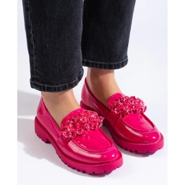 Mocassini da donna Shelovet laccati con cristalli fucsia rosa 1