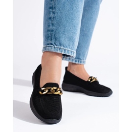 Materiale confortevole da donna slip on con catena nera Shelovet nero 1