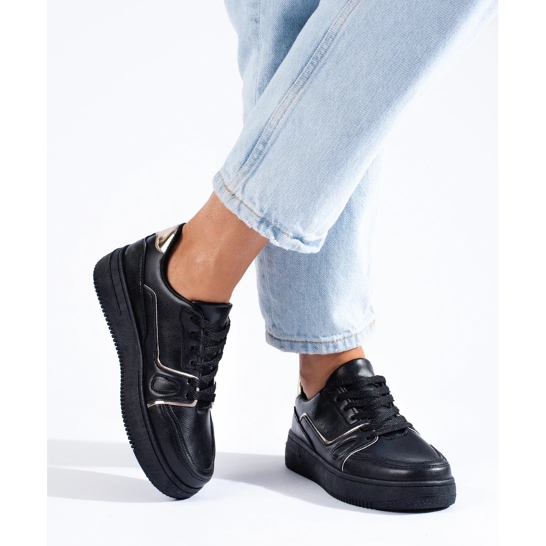 Sneakers nere da donna sulla piattaforma Shelovet nero 2