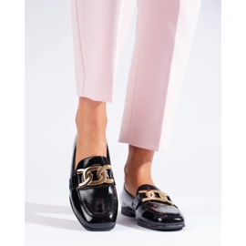 Scarpe da donna nere laccate con catena Shelovet nero 2