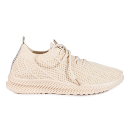 Scarpe sportive da donna in tessuto leggero Shelovet beige 1