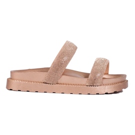 Pantofole dorate da donna su una suola spessa Shelovet d'oro 2