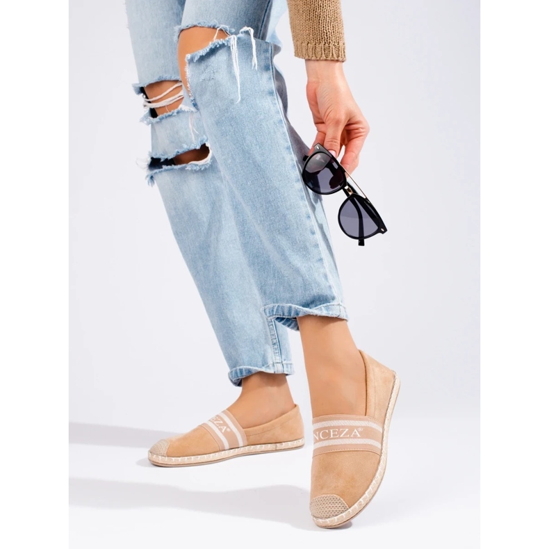 Espadrillas da donna in camoscio beige di Vinceza 1