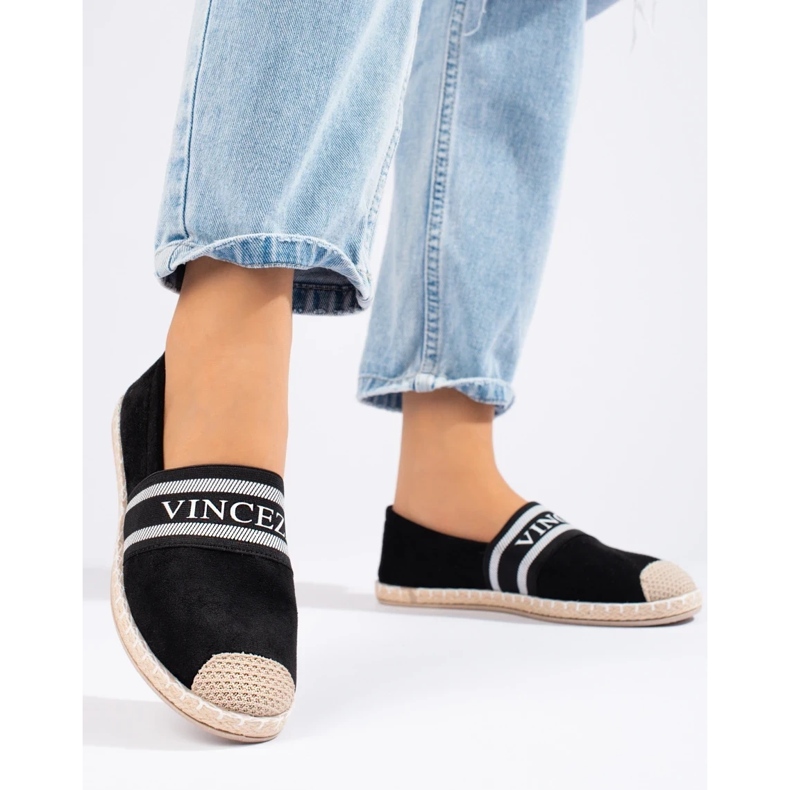 Espadrillas da donna in camoscio nero di Vinceza 1