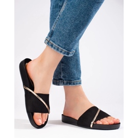 Infradito nere con decorazione Shelovet oro nero 1