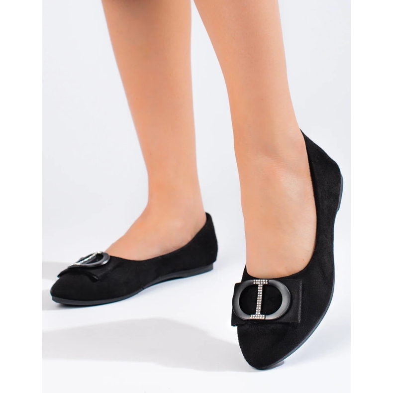 Ballerine da donna in camoscio nero con fibbia Shelovet 2
