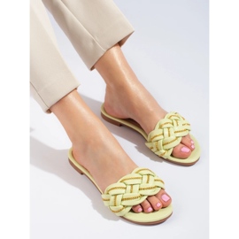 Eleganti pantofole color lime da donna con catena Shelovet verde 2
