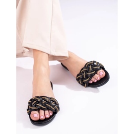 Eleganti sandali neri con catena di Shelovet nero 2
