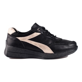 Sneaker Shelovet in pelle nera con plateau nero 1