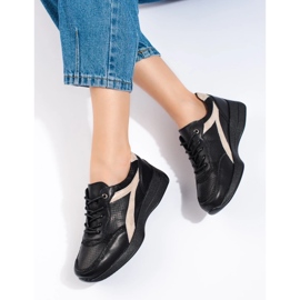 Sneaker Shelovet in pelle nera con plateau nero 2