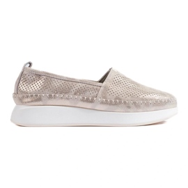 Scarpe traforate Shelovet in pelle oro d'oro 1