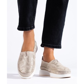 Scarpe traforate Shelovet in pelle oro d'oro 2