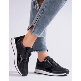 Shelvt scarpe sportive da donna in pelle, nere nero 1