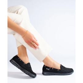 Mocassini Shelovet in camoscio nero da donna 1