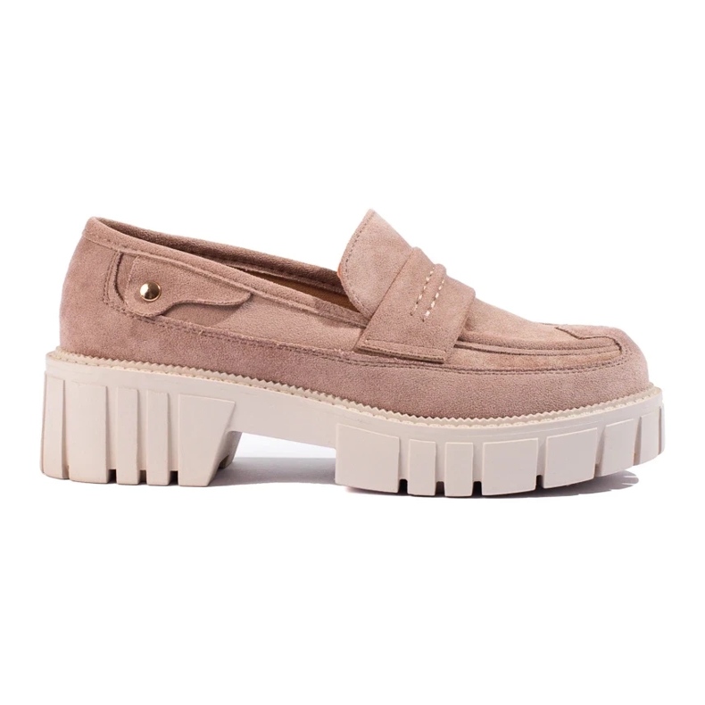Mocassini da donna in camoscio Shelovet con plateau rosa cipria beige 1