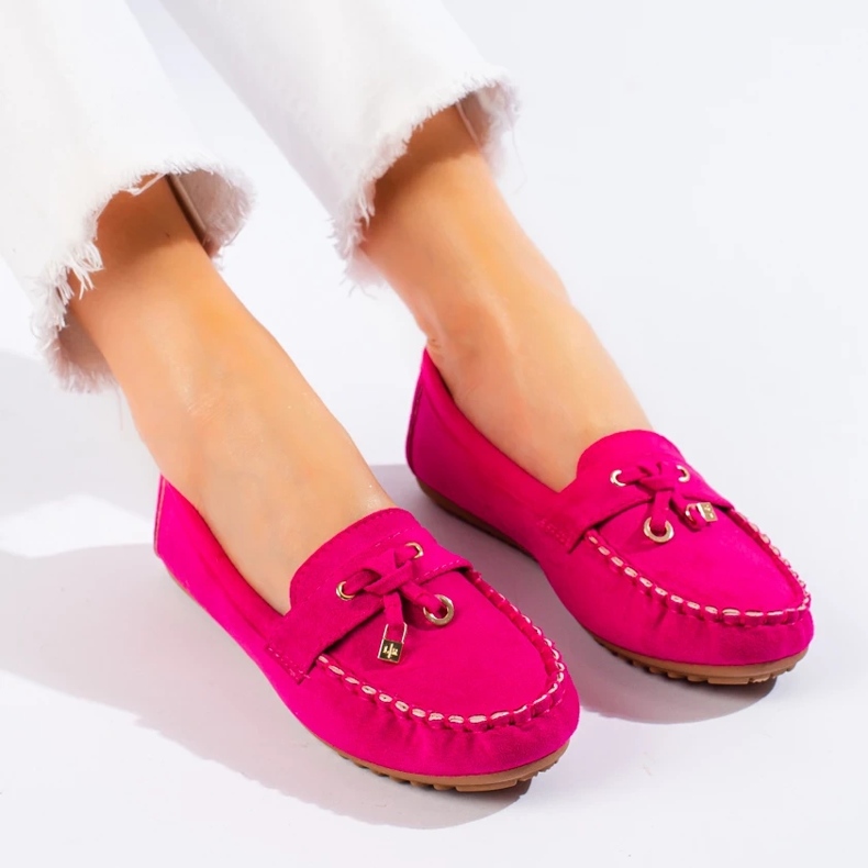 Mocassini da donna in camoscio rosa di Shelovet 1