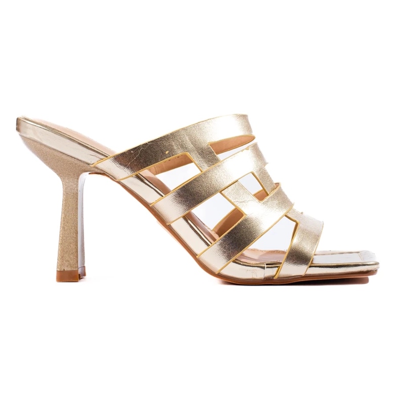 Sandali con tacco Shelovet color oro da donna d'oro 1