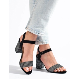 Sandali Shelovet neri da donna con tacco decorativo nero 2