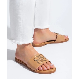 Pantofole Shelovet nere classiche da donna beige 2