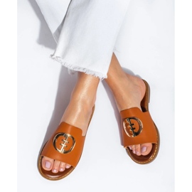 Sandalo piatto da donna Shelovet color cammello marrone 2