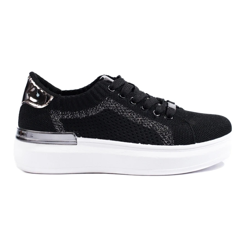 Sneakers in tessuto sulla piattaforma Shelovet nera nero 2