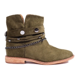 Stivali texani da donna in camoscio Shelovet con zeppa verde 2