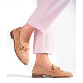 Mocassini Shelovet marroni da donna beige 1