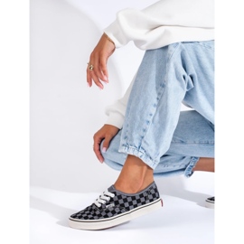 Sneakers a quadri nere e grigie di Shelovet grigio 2