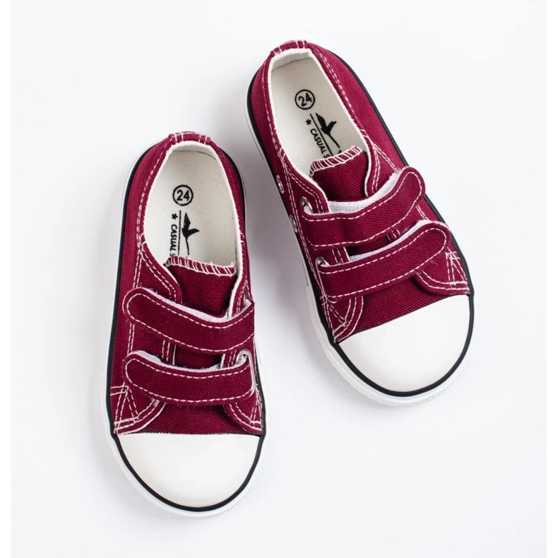 Sneakers da bambino con velcro bordeaux Vico rosso 1