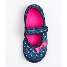 SHELOVET Pantofole per bambina con cuori in velcro 3F blu 1