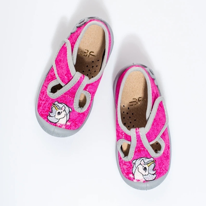Pantofole in velcro unicorno rosa Shelovet per ragazze 1