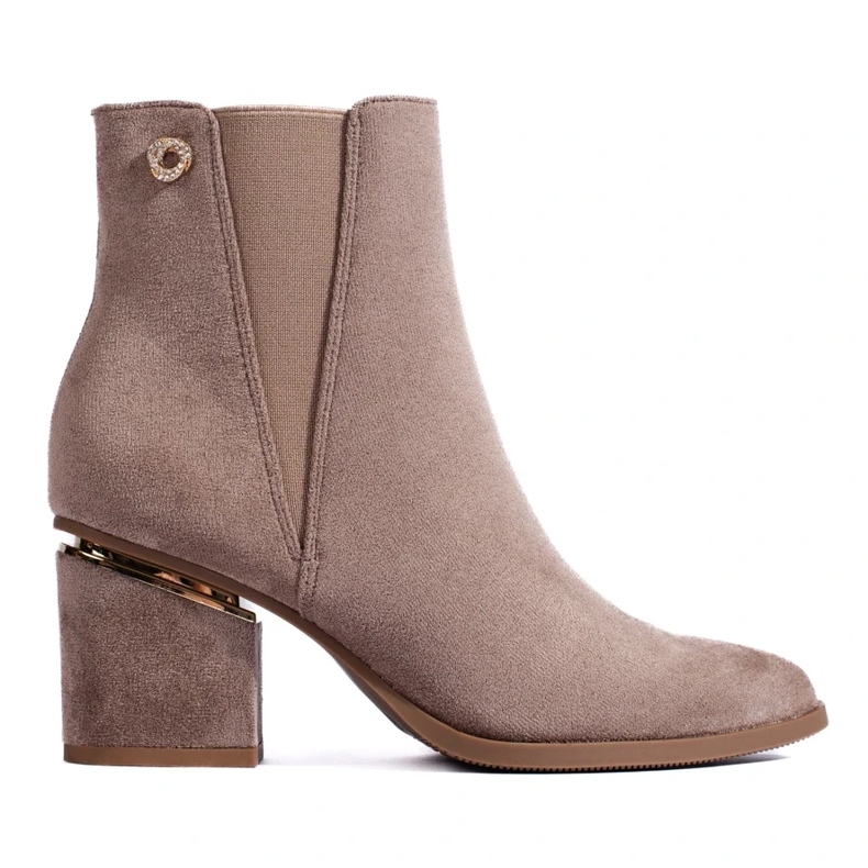 Stivali da donna Shelovet in camoscio beige scuro 2