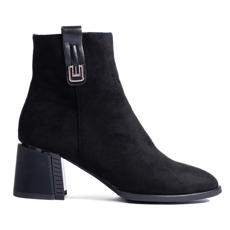 Stivaletti classici neri con tacco alto in pelle scamosciata Shelovet nero 2
