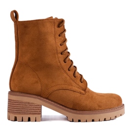 Stivaletti stringati da donna di colore marrone Shelovet 2