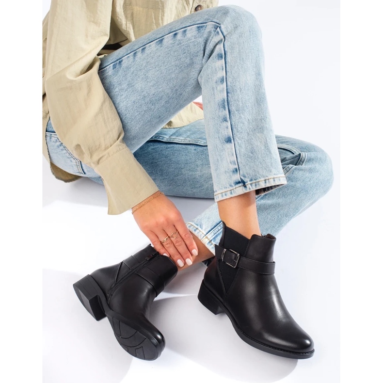 Stivaletti da donna neri con inserto in gomma Shelovet nero 2