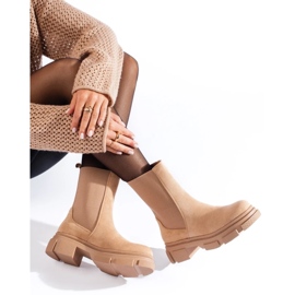 Stivaletti Chelsea alti Shelovet in pelle scamosciata beige 2