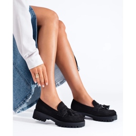 Mocassini Shelovet in camoscio nero con frange 2