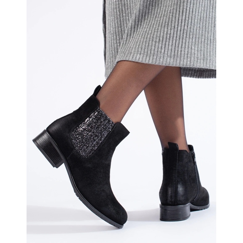 Stivaletti Shelovet Chelsea da donna in camoscio nero 2