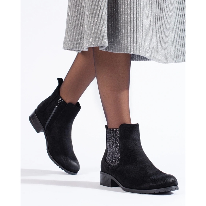 Stivaletti Shelovet Chelsea da donna in camoscio nero 1