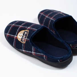 Pantofole da uomo a quadri blu navy Shelovet 1
