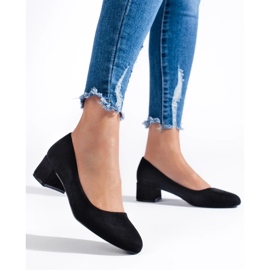 Décolleté da donna con tacco basso in camoscio nero 2