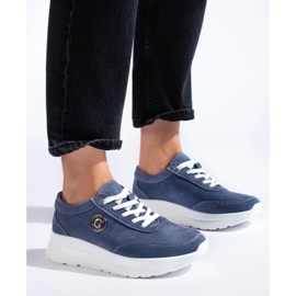 Scarpe sportive in pelle blu 2