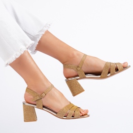 Sandali da donna glitter oro d'oro 2