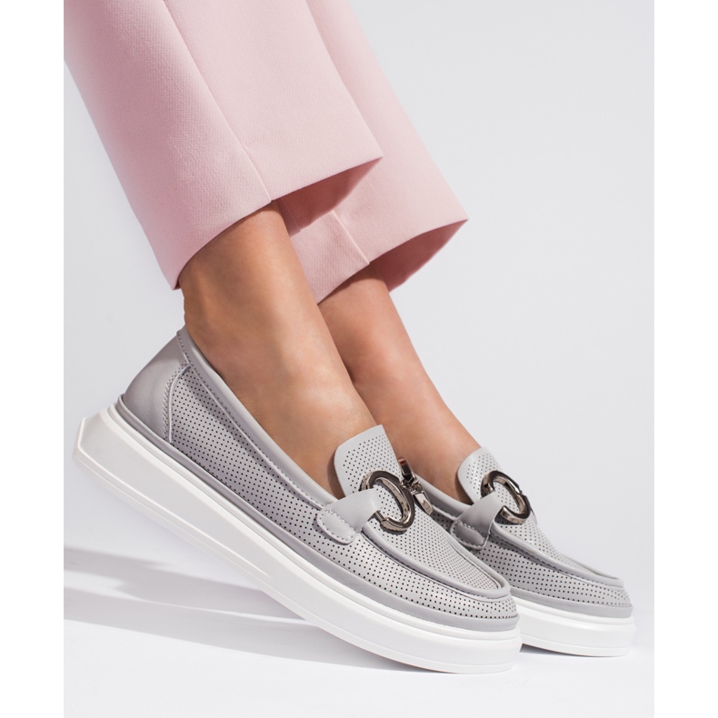 Goodin Mocassini da donna traforati grigi grigio 2