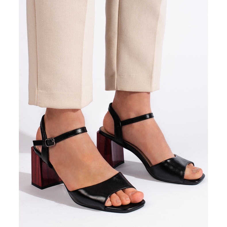 Goodin Eleganti sandali neri da donna con tacco alto nero 2