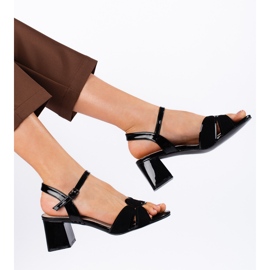 Goodin Sandali da donna con tacco alto in vernice nera nero 2